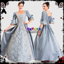 Send hat retro European court costume lace dress Queen costume long dress Halloween ball Queen