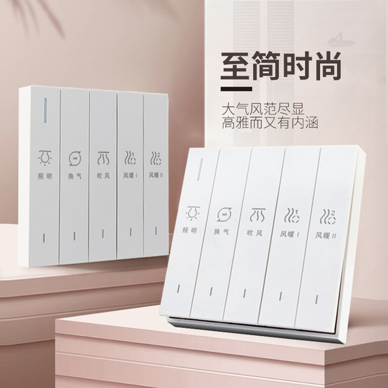 gelan bathroom heater switch five-in-one household universal bathroom switch five-in-one bathroom large panel switch heater