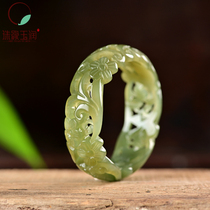 New Xinjiang Hetian jade carved hollow bracelets Many hollow jade bracelets children with certificates