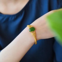 Meritocracy silver flower silk studded technique and field jade white jade Qinghai stock jade egg noodles bracelet adjustable by hand