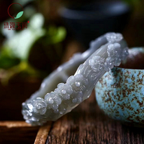 New Xinjiang Hetian Jade with Cui carved bracelet carved jade bracelet ladies Jade jade bracelet