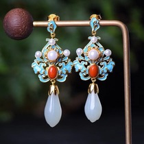 Qinxin Jade Workshop Natural Jade 925 Inlays and Tian Yuyu Orchid Supporting South Red Ear Pendant