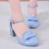 Baotou sandal nữ vuông retro giày một chữ nữ dày với phiên bản Hàn Quốc của giày cao gót nữ mùa hè nữ sinh hoang dã