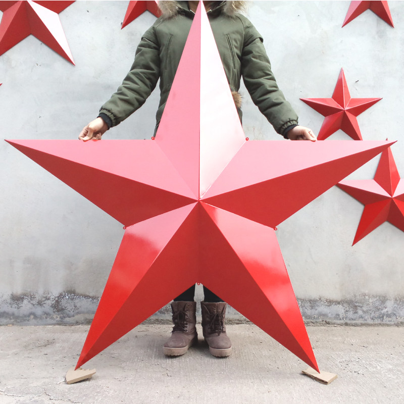 Custom iron five-pointed star Wrought iron wall decoration Three-dimensional hanging bar decoration Three-dimensional iron large five-pointed star ceiling