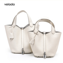 VELADA todays good leather new vegetable basket bag bucket womens bag large capacity cowhide limited 928700#