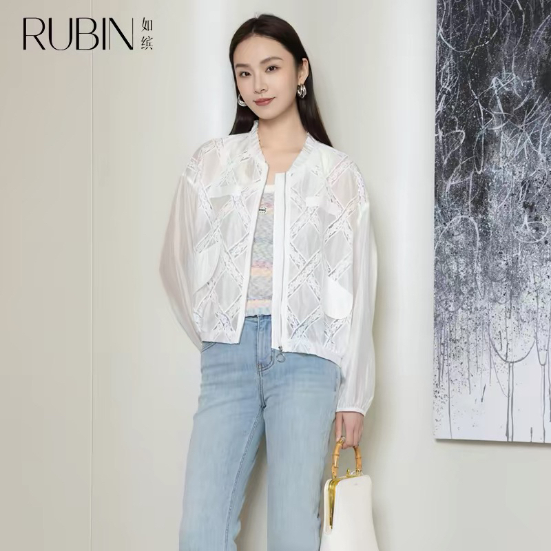 Ru Bin Summer New Women's Long-Sleeved Casual Style Zipper Short Cut Out Jacket 6A21W61971