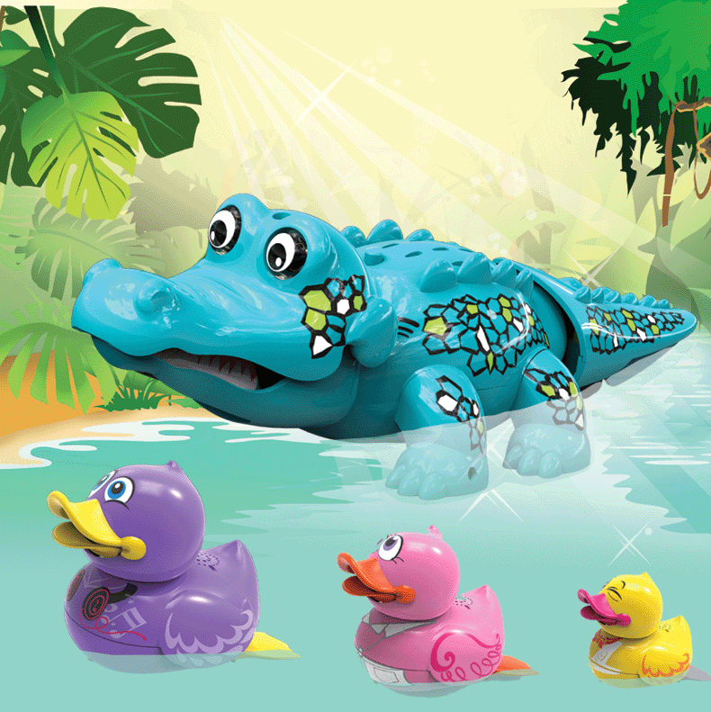 Yinhui water, land and water moving crocodile baby summer water electric singing concert walking children's toy duck