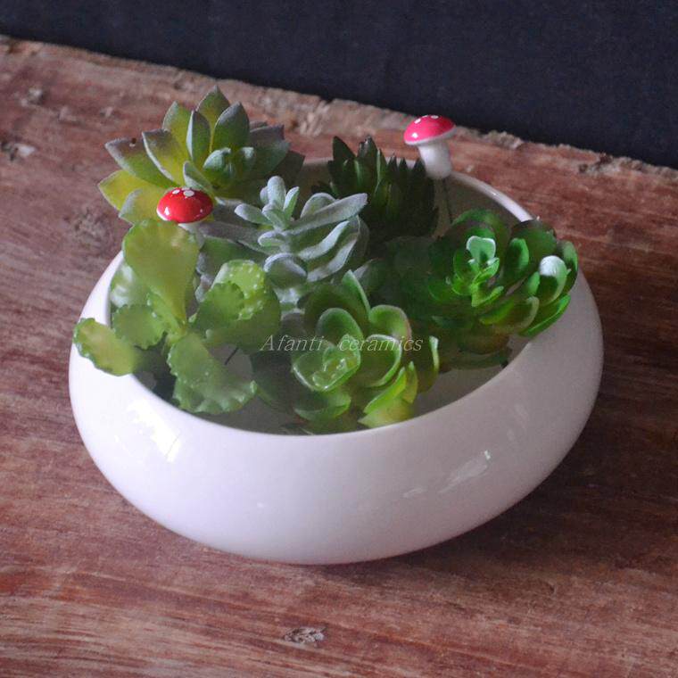 Foreign trade original single ceramic flower pot simple rectangular succulent plant flower pot office indoor round flower pot plant bottle