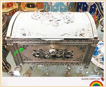 Ladies wedding silver white double jewelry box Russian tin jewelry box Mirror European style makeup mirror Diamond ring box