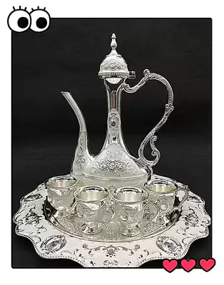 Russian enamel tin complete set of wine wine wine bottle wine glass bar silver tin wine home wine bottle wine set