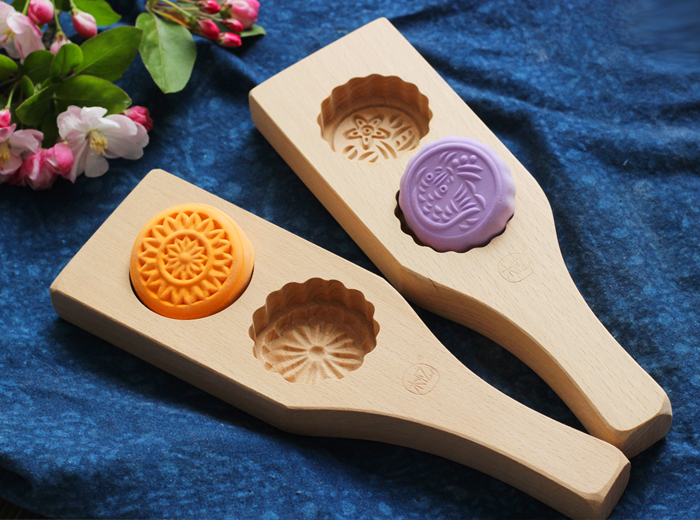 Bánh trung thu bánh khoai môn bí ngô trái cây rõ ràng mung đậu bánh trái tim in thực phẩm bằng gỗ bánh bao xanh nướng khuôn - Tự làm khuôn nướng khuôn kem silicon
