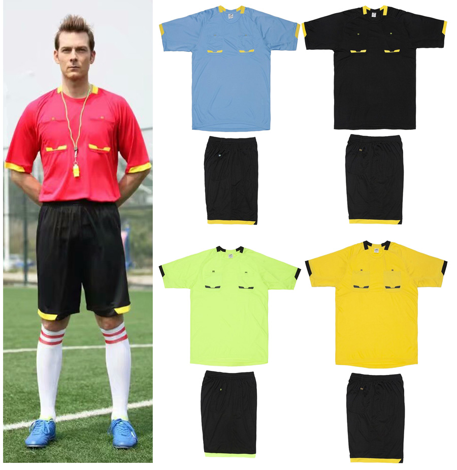 Soccer match referee suit in ultra-short sleeve sports referee team customized football clothing