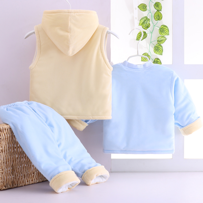 Bộ đồ cotton cho bé cộng với áo ba lỗ phù hợp với quần áo trẻ em mùa thu đông cho bé trai và bé gái váy trẻ em đẹp