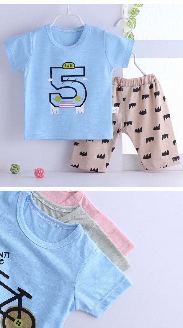 1 quần áo trẻ em 3 bé trai xuân 2017 bộ đồ mới Hàn Quốc quần short ngắn tay T 6 quần áo thể thao hai mảnh 2 tuổi quần áo trẻ em