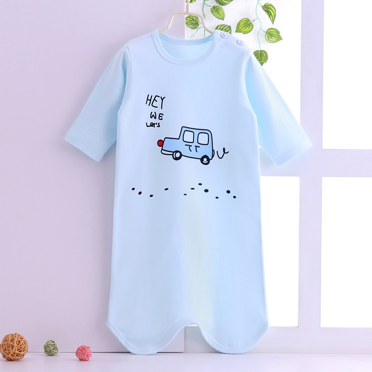 Bé bông áo choàng bé nightdress mùa hè mùa xuân trẻ em một mảnh đồ ngủ cô gái chàng trai dài tay đồ ngủ 0-4 tuổi