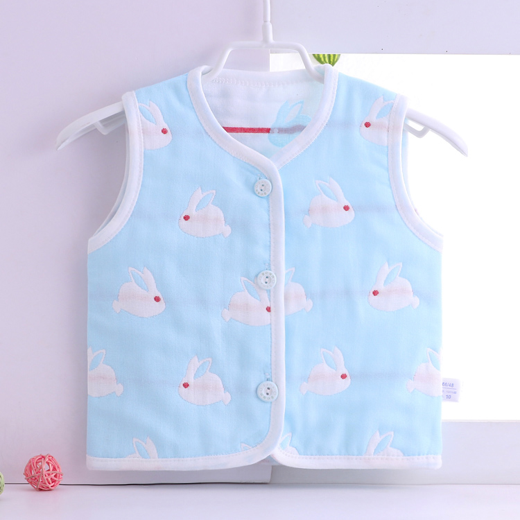 Bé vest bé cotton 6 lớp gạc vest sơ sinh vest gạc vest nam giới và phụ nữ mặc vest