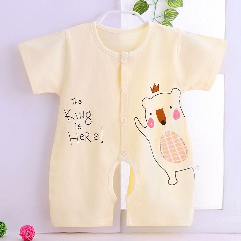 Bé ngắn tay jumpsuit cotton bé mùa hè quần áo ngủ quần áo 2 Cáp Nhĩ Tân 6 trẻ sơ sinh trẻ em 3 tháng 0-1 tuổi mùa hè