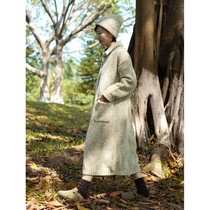There is no good view city British imported original ecological pure new wool sandstone white flower yarn mid-length coat