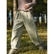 No Good View City Soft and Warm Linen Wool Literary Texture Taper Pants Casual Pants