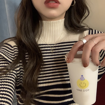 Minimum sea stripe semi-high collar sweater 2022 new autumn and winter hit undershirt with a slim knit blouse