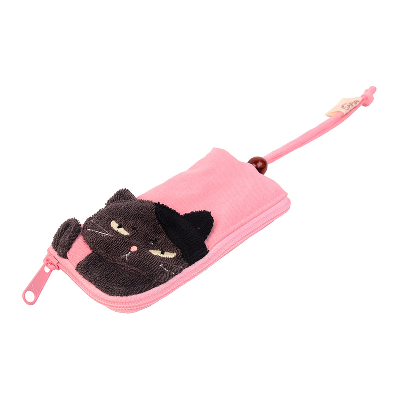 Kara cat new product patchwork pattern zipper fabric vertical candy color 4 key sets lock key car key bag