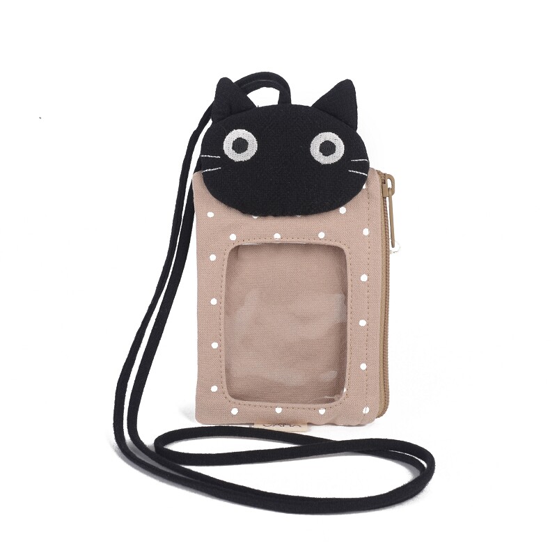 Japan Kara cat original cute student documents sleeve work certificate card bag bus card chest card entrance guard rope sleeve