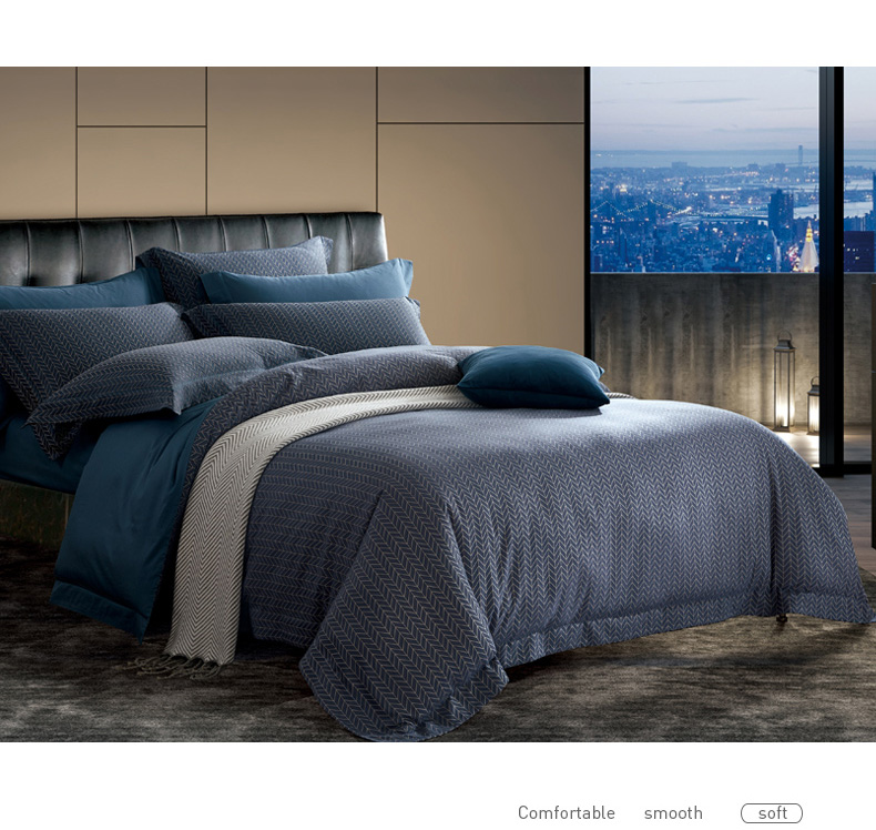 Giống như phong cách châu Âu jacquard bông denim bông giường gói 1.5m1.8m 2019 mới tình yêu-Fort - Bộ đồ giường bốn mảnh chăn ga gối đẹp