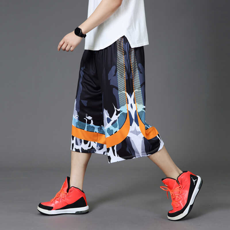 50-190kg Plus-Size Quick-Dry Basketball Shorts, Extra Large Sports Mid-Length Pants for Men, Six-Seven Quarter Length Large Shorts