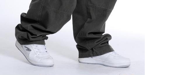Quần cotton nam mùa thu rộng rãi quần hip-hop hip-hop giản dị Quần béo cộng với béo cộng với quần nam quần jean nam đẹp