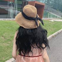 100 Lapped Foldable Straw Hat Woman Summer Out of sunscreen Butterfly knot sunscreen hat Han version Holiday seaside beach hat