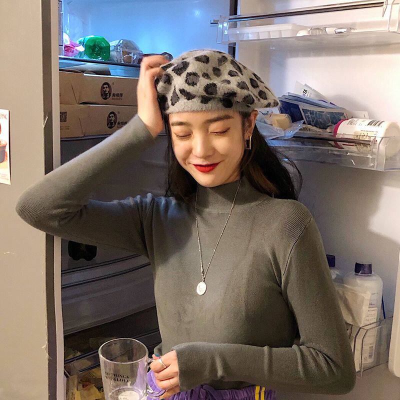 ins net red style retro BAO Wen rabbit hair beret female autumn and winter wild fashion Hong Kong style personality painter hat