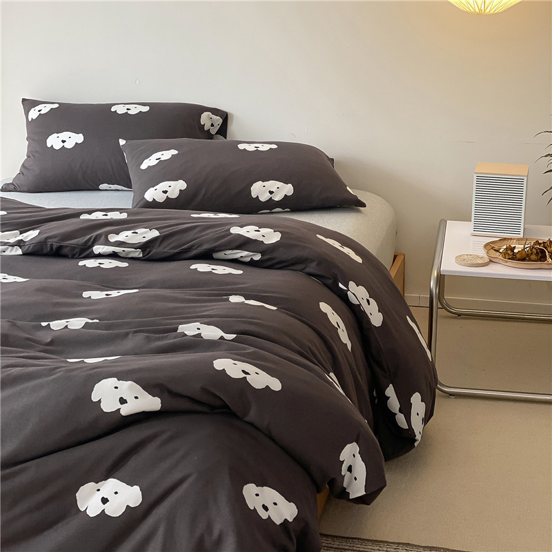 Han Style Cartoon Children Knit Cotton Four Sets Pure Cotton Soft Cute Day Style Animal Pattern Bedding bedding