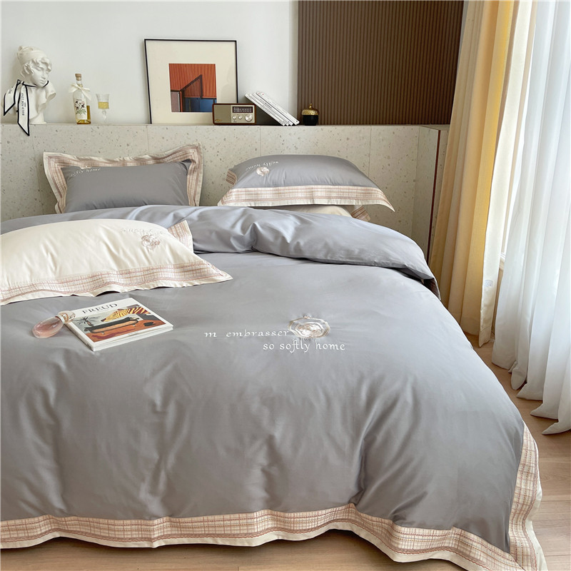 100 long suede cotton light extravagant beds 4 pieces all cotton pure cotton gon satin minimalist high precision embroidery bed supplies