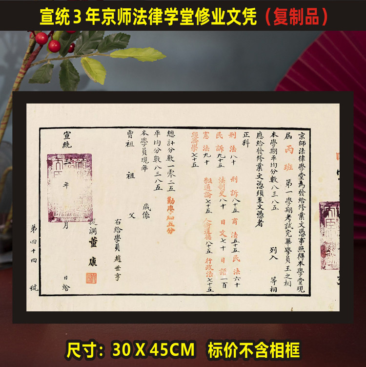 Xuantong Jingsi Law School Certificate Retro Old Objects Homestay Inn Dining Room Law Firm Decorative Painting