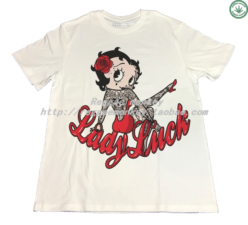 【Reggae Monkey】Street Hip-Hop Skateboard Trendy Rock European and American Retro Tattoo Betty Short-Sleeved T-Shirt