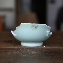 Jiaqing bean green glaze bowl fragments in the mid-Qing Dynasty broken porcelain for study and Ming and Qing porcelain specimens