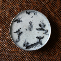 Mindai mid-term Hiroji Qinghua figure bowls bottom porcelain sheet bag silver edge cup cushion cup Totea Tomaki Old Porcelain Piece specimen