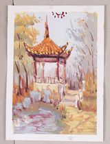 Gouache scenery spot Wuyuan gouache landscape painting tree gouache painting 4 open Taihang Mountain old house color landscape