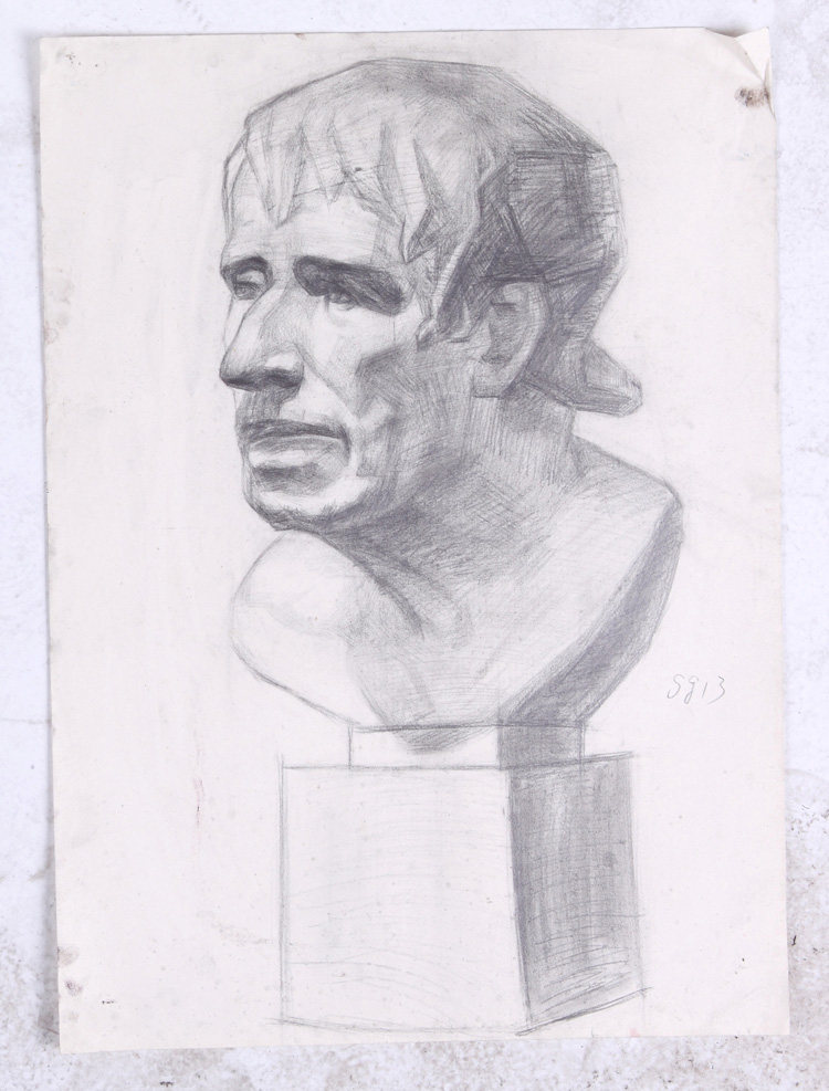 Original sketch plaster bust pirate plaster sketches for 4 open K sketch works Fan painting the old calligraphy and painting collection