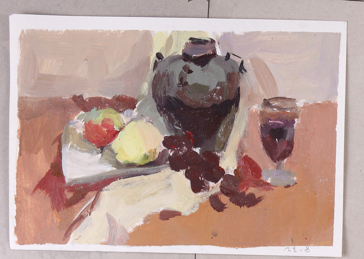 Water Powder Painting Watercolor Painting Room Fan Painting Original Water Powder Static Color Static work 8 open K water powder manuscript piece