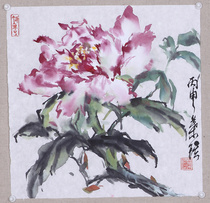 Freehand flower and bird traditional Chinese painting Peony Academy students Chinese painting works peony flower flower and bird painting sketch