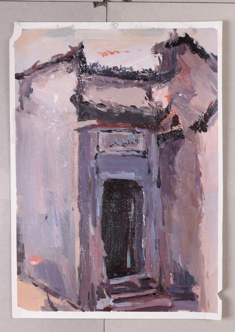 Watercolor painting gouache landscape painting landscape trees 4 open Taihang Mountain scenery landscape sketch spot living room decoration painting