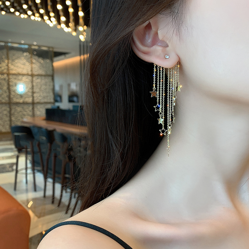 Korea's long - edition star stream Su Earring 2022 - net red temperament personality exaggerated large ear needle female luxury silver ear decoration