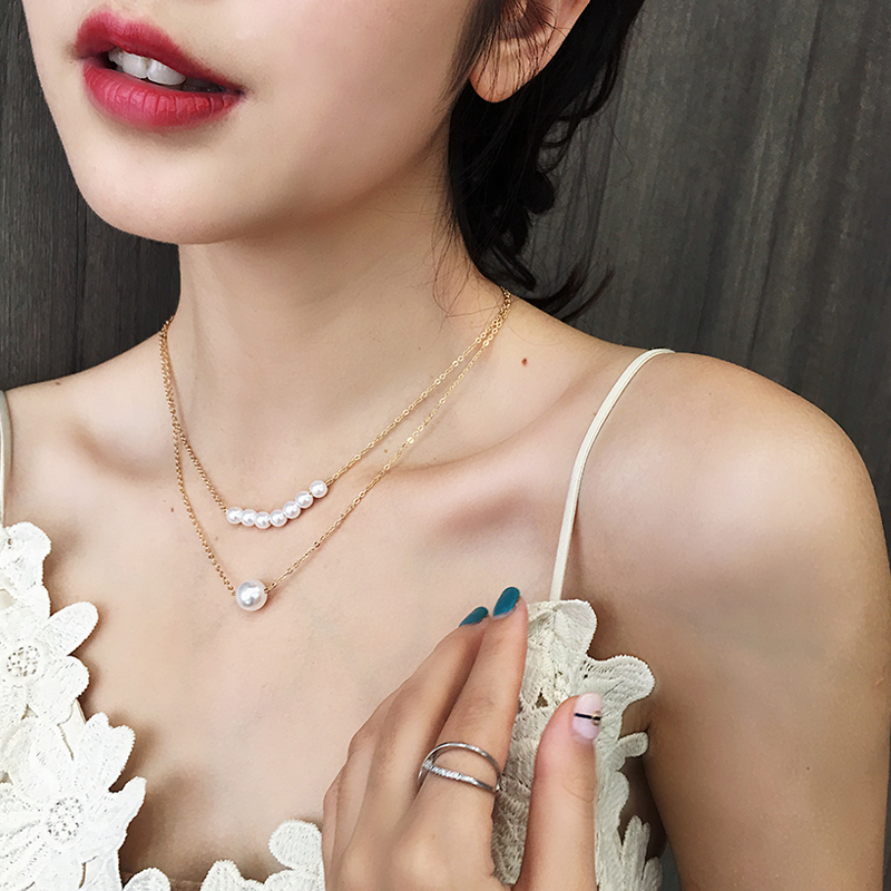 Korean Pearl Necklace Female 2022 New Net Red Necklace Mori Temperament Necklace Simple Necklace Short Clavicle Chain