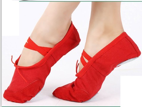 Exercise shoes Adult children's dance shoes Red dance shoes Soft sole Ballet shoes Cat paw shoes Men's and women's