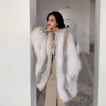 Flame Queen new imported marble fox fur fur coat winter fashion color color woven fur coat women