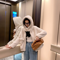 Flame Queen imported velvet mink fur coat women short cap whole marten fur fur coat 2021