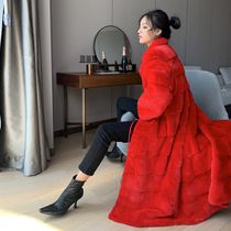 Flame Queen fur mink fur coat female slim long suit collar whole mink fur coat