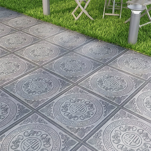 Китайский стиль двор земли на землю, Zi Park Square Garden Anti -Smooth Tile Hot Pot Hotel, Магазин мебели красного дерева, кирпич