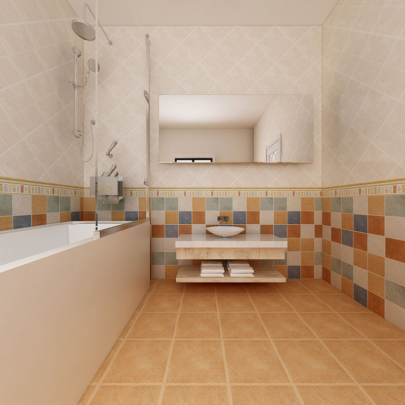 American pastoral tile bathroom bathroom non-slip wear-resistant floor tile 30x30 toilet kitchen retro wall tile blue